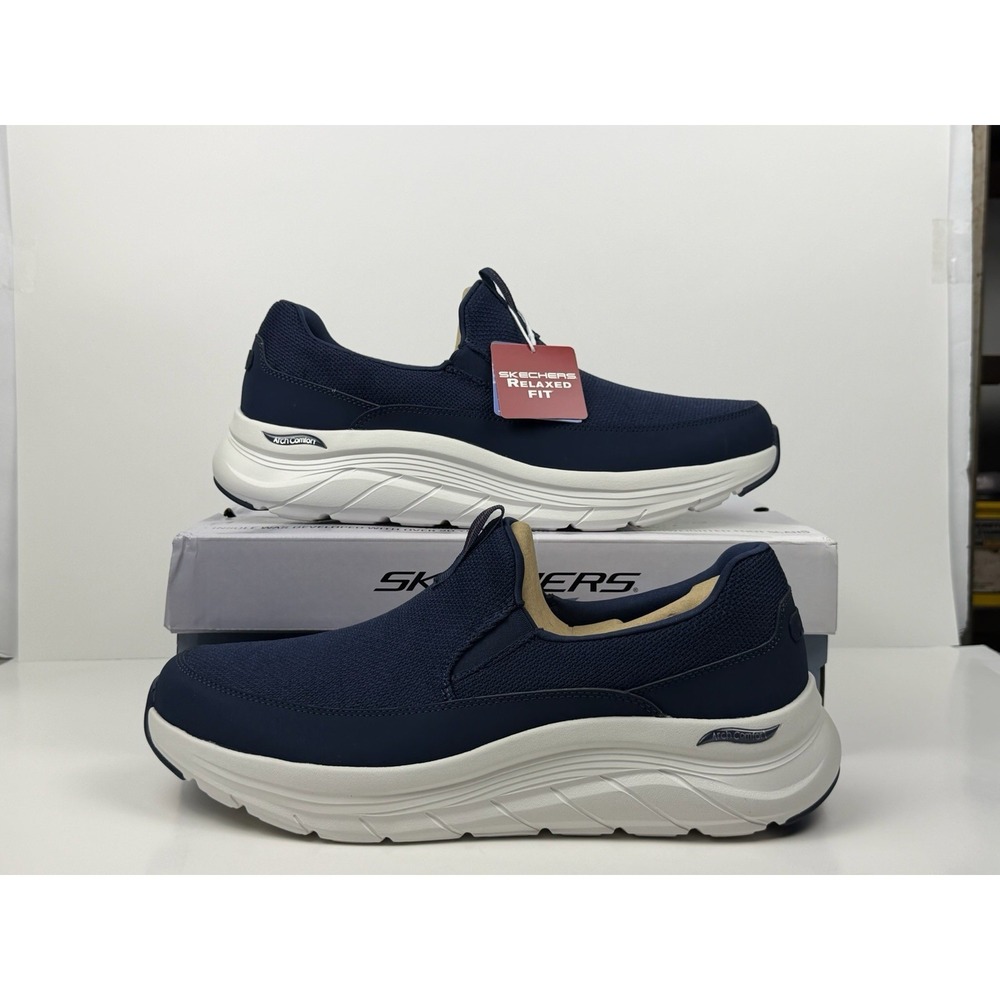Skechers Arch Comfort Flex Men's Size 8 Slip-On Shoes Navy Relaxed Fit 66751S